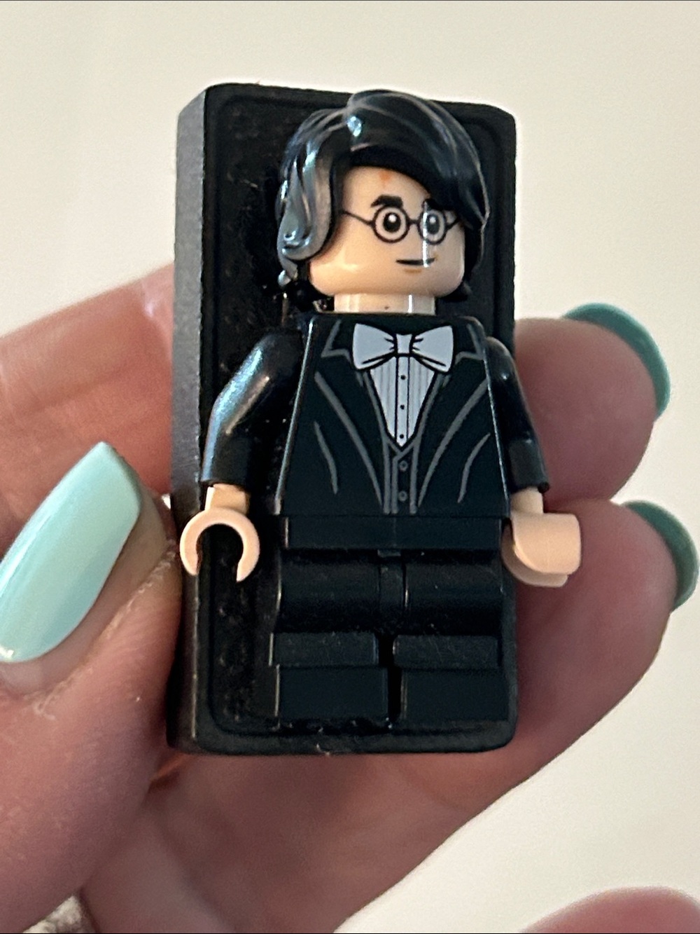 Harry Potter Lego minifig domino brooch pin NEW handmade by me on vintage domino